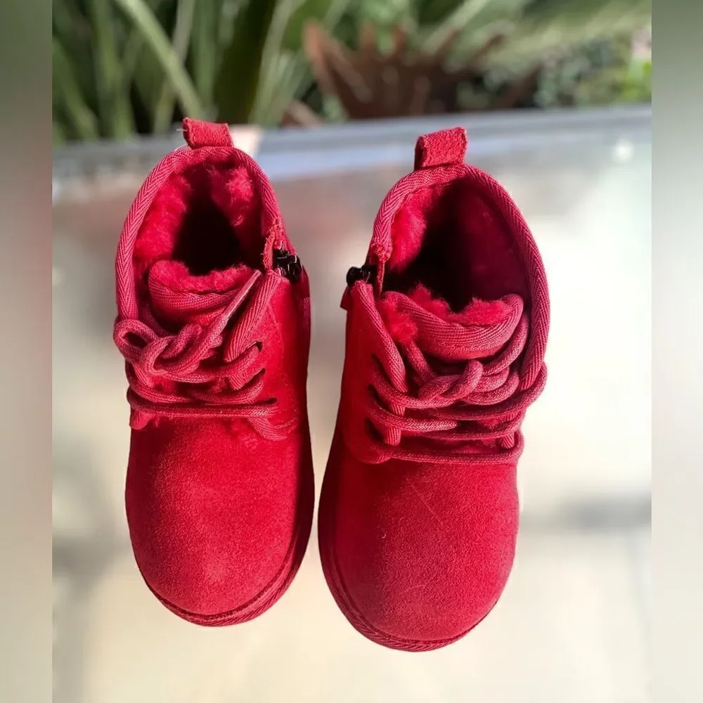 UGG Neumel II Toddler Shearling Chukka Winter Boot Red Size 9 NEW